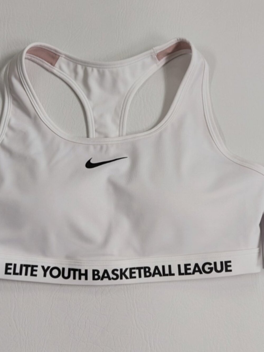 NWT Nike Sports Bra Elite Youth Basketball League White Racerback Large